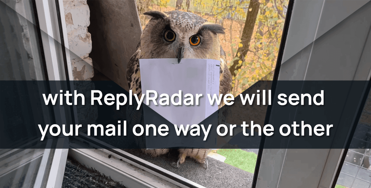 ReplyRadar — owl delivering your follow-up. Never forget to follow up.